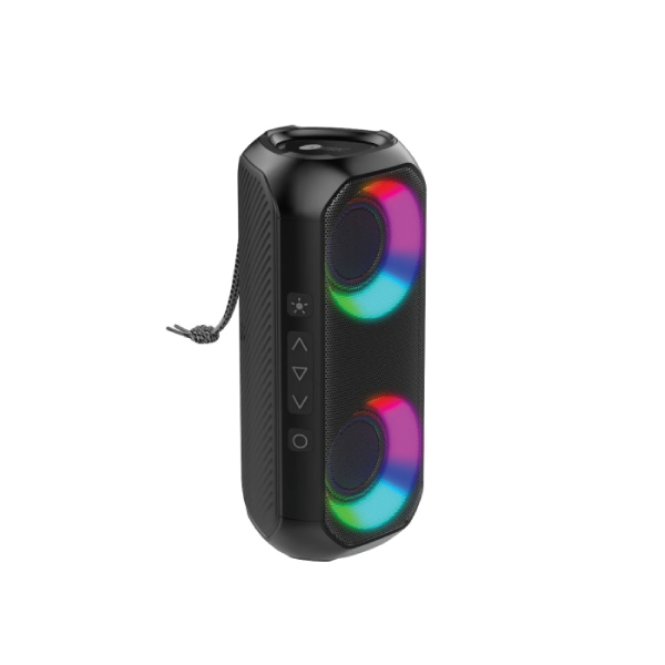 AFRA Bluetooth Speaker, 24 Watts, Black, Plastic Body, Ultra Bass, RGB Light, IPX4 Waterproof, 3.7V/2000mAh Rechargeable Battery, AF-0024BSBK, 2 Years Warranty