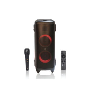 AFRA Party Speaker, 300 Watts, 24kg, Black, 15A Battery, Integrated FM Radio, Karaoke Mic, AF-300PSBK, 2 Years Warranty