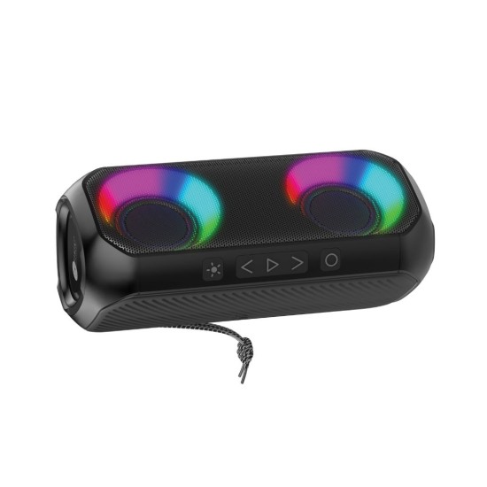 AFRA Bluetooth Speaker, 24 Watts, Black, Plastic Body, Ultra Bass, RGB Light, IPX4 Waterproof, 3.7V/2000mAh Rechargeable Battery, AF-0024BSBK, 2 Years Warranty