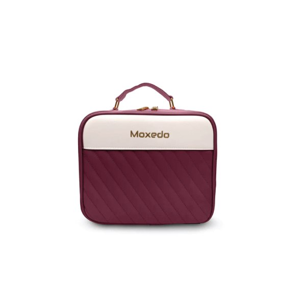 Moxedo 2 in 1 Portable Make-up Bag Organizer with Built-in LED Lighting Mirror 3 Color Brightness ( Maroon)