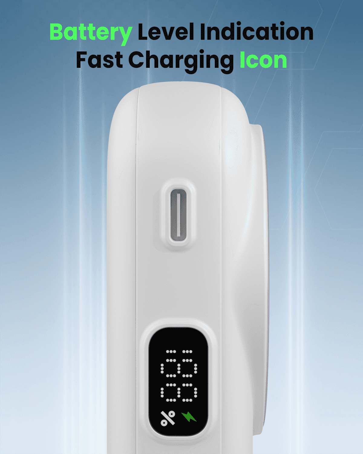 Moxedo Snap-On Wireless Charging Power Bank 8000mAh 15W PD Fast Charging Portable Charger with Built-in USB-C Cable - White