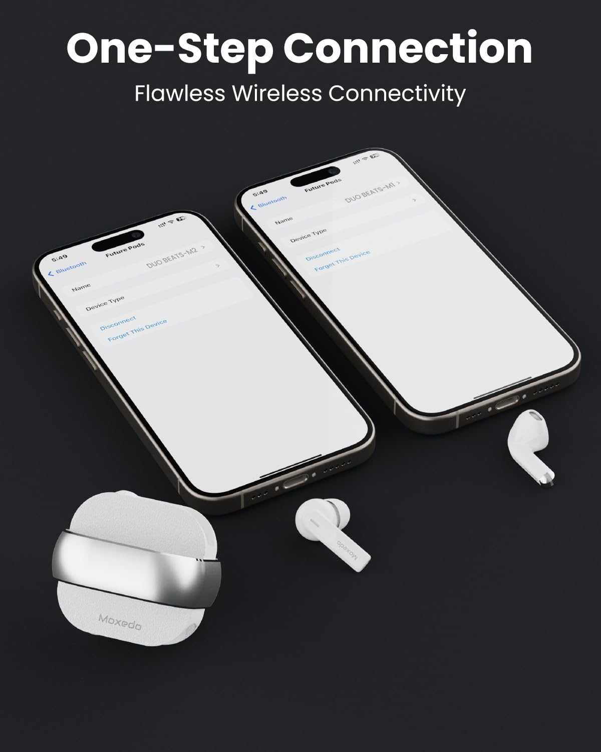 Moxedo Duo Beats 2 in 1 Wireless Bluetooth 5.3 Earbuds Dual Microphone, IPX4 Easy Touch Control, ENC Noise Reduction