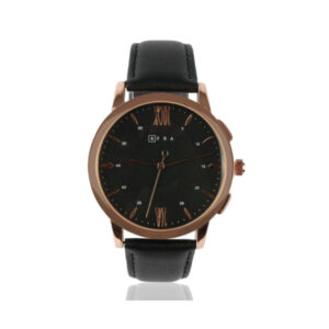 AFRA DAZZLER GENTS WATCH ROSE GOLD CASE BLACK DIAL BLACK LEATHER