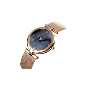 AFRA PEARLESCENT LADIES WATCH ROSE GOLD CASE WHITE DIAL ROSEGOLD MESH BRACELET