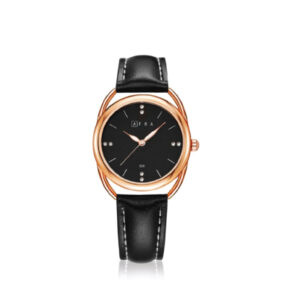 AFRA Carina Lady’s Watch, Lightweight Rose Gold Metal Case, Leather Strap, Water Resistant 30m