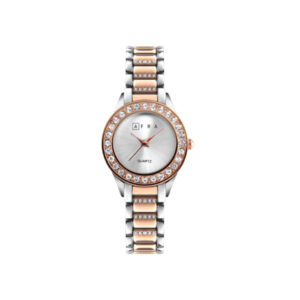 AFRA SHEIN LADIES WATCH ROSE GOLD/SILVER CASE SILVER DIAL SILVER/ROSEGOLD BRACELET