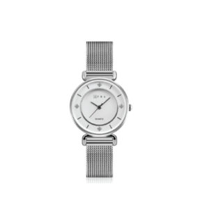 AFRA Shae Lady’s Watch, Silver Metal Alloy Case, White Dial, Silver Mesh Bracelet Strap, Water Resistant 30m, MODEL: AF21501, 1-Year Warranty