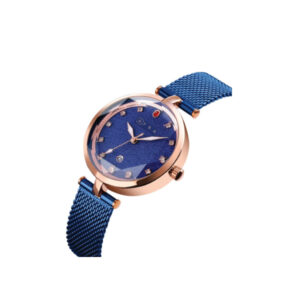 AFRA REGINA LADIES WATCH ROSE GOLD CASE BLUE DIAL BLUE MESH BRACELET