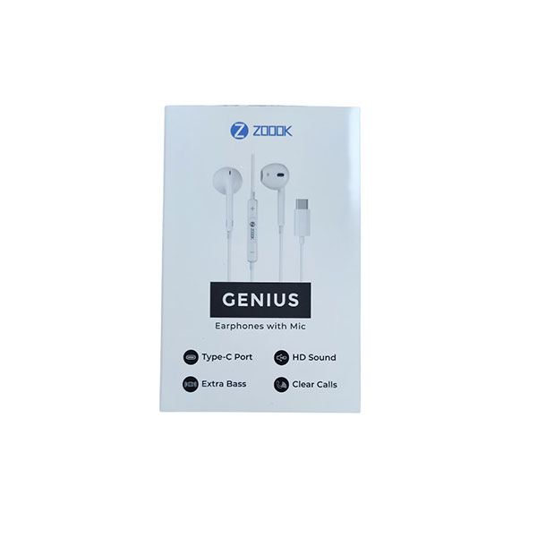 ZOOOK Genius Type-C earphones offer HD sound, extra bass, and noise-isolating mic for clear calls. Compatible with USB-C devices. Shop now!