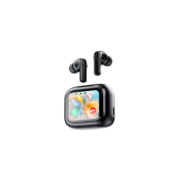 Zoook touch screen wireless Bluetooth earbuds with ENC noise cancelling, waterproof in-ear design, and smart charging case with LED display